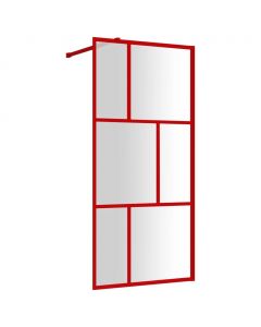 Duschwand für Begehbare Dusche mit ESG Klarglas Rot 90x195 cm