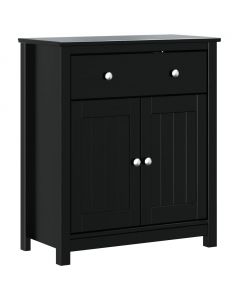 Badschrank BERG Schwarz 69,5x34x80 cm Massivholz Kiefer