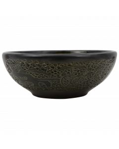 Aufsatzwaschbecken Schwarz Rund Ø41x14 cm Keramik