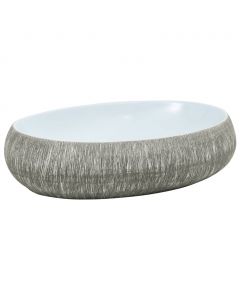 Aufsatzwaschbecken Grau und Blau Oval 59x40x15 cm Keramik