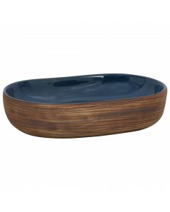 Aufsatzwaschbecken Braun und Blau Oval 59x40x14 cm Keramik