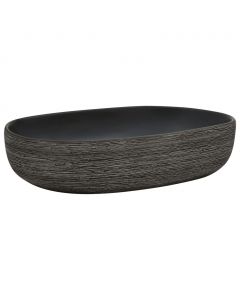 Aufsatzwaschbecken Grau und Schwarz Oval 59x40x14 cm Keramik
