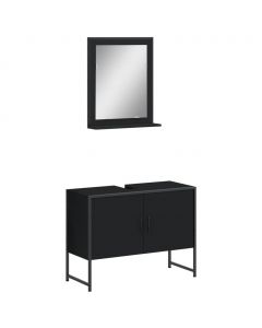 2-tlg. Badmöbel-Set Schwarz Holzwerkstoff