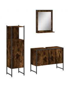 3-tlg. Badmöbel-Set Räuchereiche Holzwerkstoff