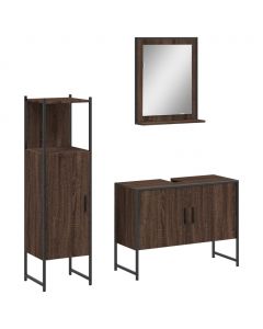 3-tlg. Badmöbel-Set Braun Eichen-Optik Holzwerkstoff