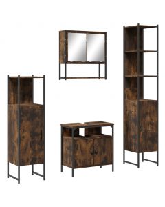4-tlg. Badmöbel-Set Räuchereiche Holzwerkstoff