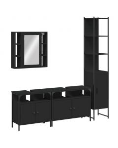 4-tlg. Badmöbel-Set Schwarz Holzwerkstoff