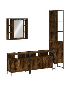 4-tlg. Badmöbel-Set Räuchereiche Holzwerkstoff