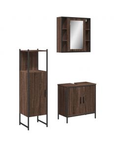 3-tlg. Badmöbel-Set Braun Eichen-Optik Holzwerkstoff