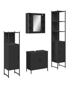 4-tlg. Badmöbel-Set Schwarz Holzwerkstoff