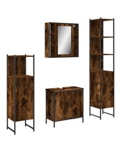 4-tlg. Badmöbel-Set Räuchereiche Holzwerkstoff