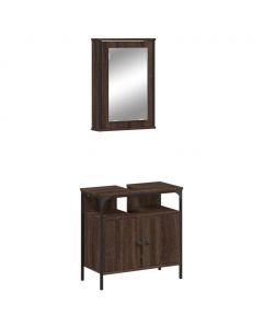 2-tlg. Badmöbel-Set Braun Eichen-Optik Holzwerkstoff