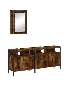 3-tlg. Badmöbel-Set Räuchereiche Holzwerkstoff