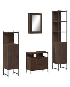 4-tlg. Badmöbel-Set Braun Eichen-Optik Holzwerkstoff
