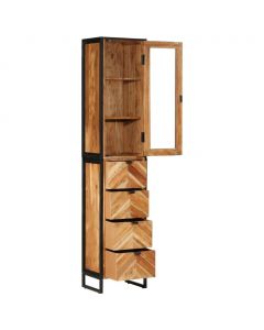 Badschrank 40x27x190 cm Eisen und Massivholz Akazie