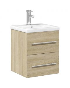 Waschbeckenunterschrank mit Einbaubecken Sonoma-Eiche