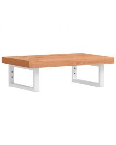 Waschbeckenregal Wandmontage Stahl und Massivholz Buche