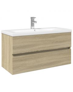 2-tlg. Badmöbel-Set Keramik und Holzwerkstoff