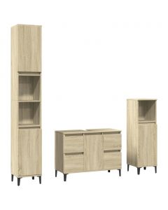 3-tlg. Badmöbel-Set Sonoma-Eiche Holzwerkstoff
